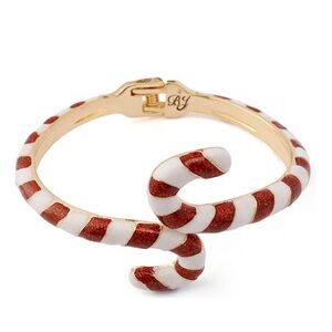 BETSEY JOHNSON Christmas Holiday Santa Baby Candy Cane Red & White Bracelet NWT